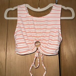 Xhilaration brand orange and white striped SWIM crop top